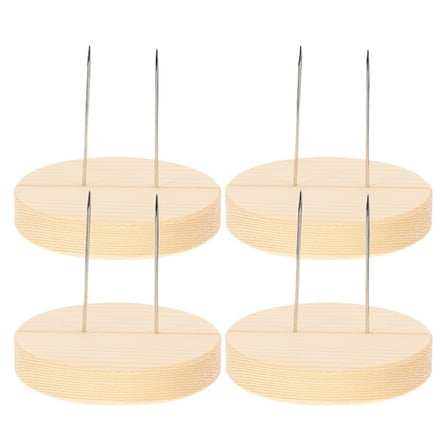 Parvistic 4pcs Wooden Base Needle Stands Crochet Dolls Holder Felting Dolls Display Holder