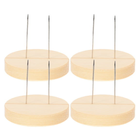 Parvistic 4pcs Wooden Base Needle Stands Crochet Dolls Holder Felting Dolls Display Holder