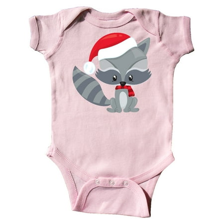 

Inktastic Christmas Raccoon Raccoon With Santa Hat Scarf Gift Baby Boy or Baby Girl Bodysuit