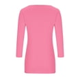 thumbnail image 4 of Women Plus Size Tunic Blouse Square Neck 3/4 Sleeve Solid Color Pullover Casual Loose Fashion Basic Tees (XL, Pink), 4 of 7