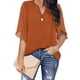 thumbnail image 1 of Tops de verano para mujer, cuello en V, media manga, exquisito Color puro, blusa informal elegante para mujer para fiesta, salida de oficina, naranja 3XL, 1 of 5