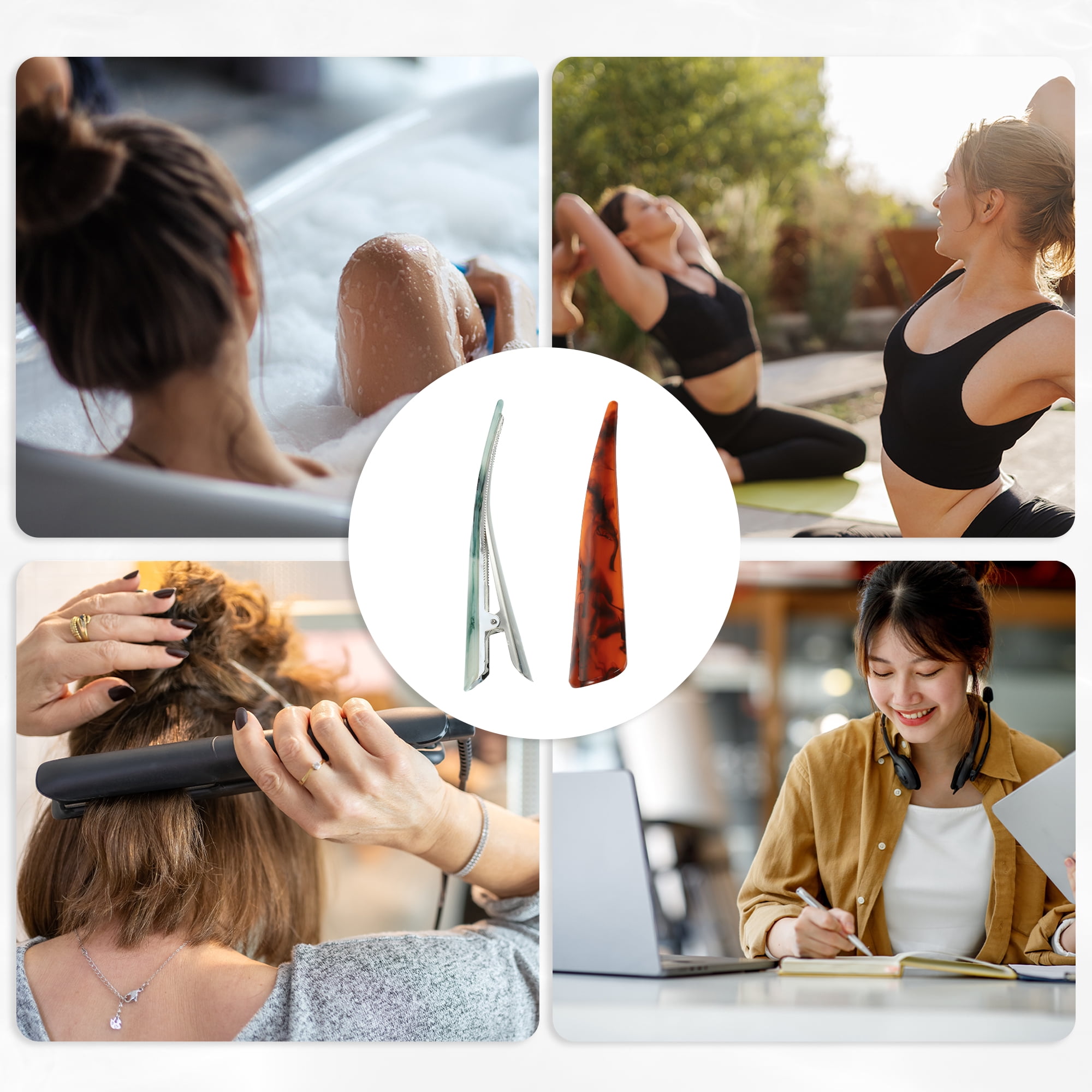 NOMADIC NOOK Women's Metal Long Duckbill Hair Clips 5.31"x0.83"x1.18" 6 Pcs Green Red Orange Brown Amber Gray