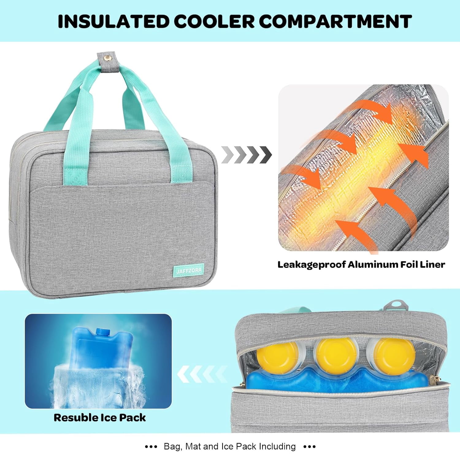 Wearable Breast Pump Bag with Insulated Cooler Compartment, Travel Carrying Case Compatible with Momcozy, Elvie and Medela Breast Pump Series, Includes Ice Pack & Waterproof Mat for Breastfeeding Acc
