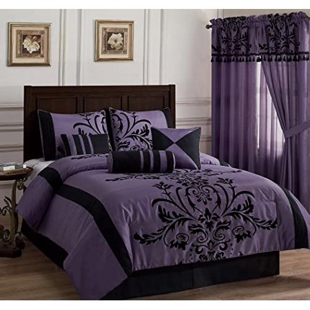 Chezmoi Collection Nobility 7-Piece Faux Silk Comforter Set Queen ...