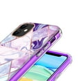 thumbnail image 3 of For Apple iPhone 11 (6.1") Dual Layer Hybrid Shockproof Fashion Design IMD Electroplating 2in1 Hard Rubber Frame Cover ,Xpm Phone Case [ Marble Purple ], 3 of 5