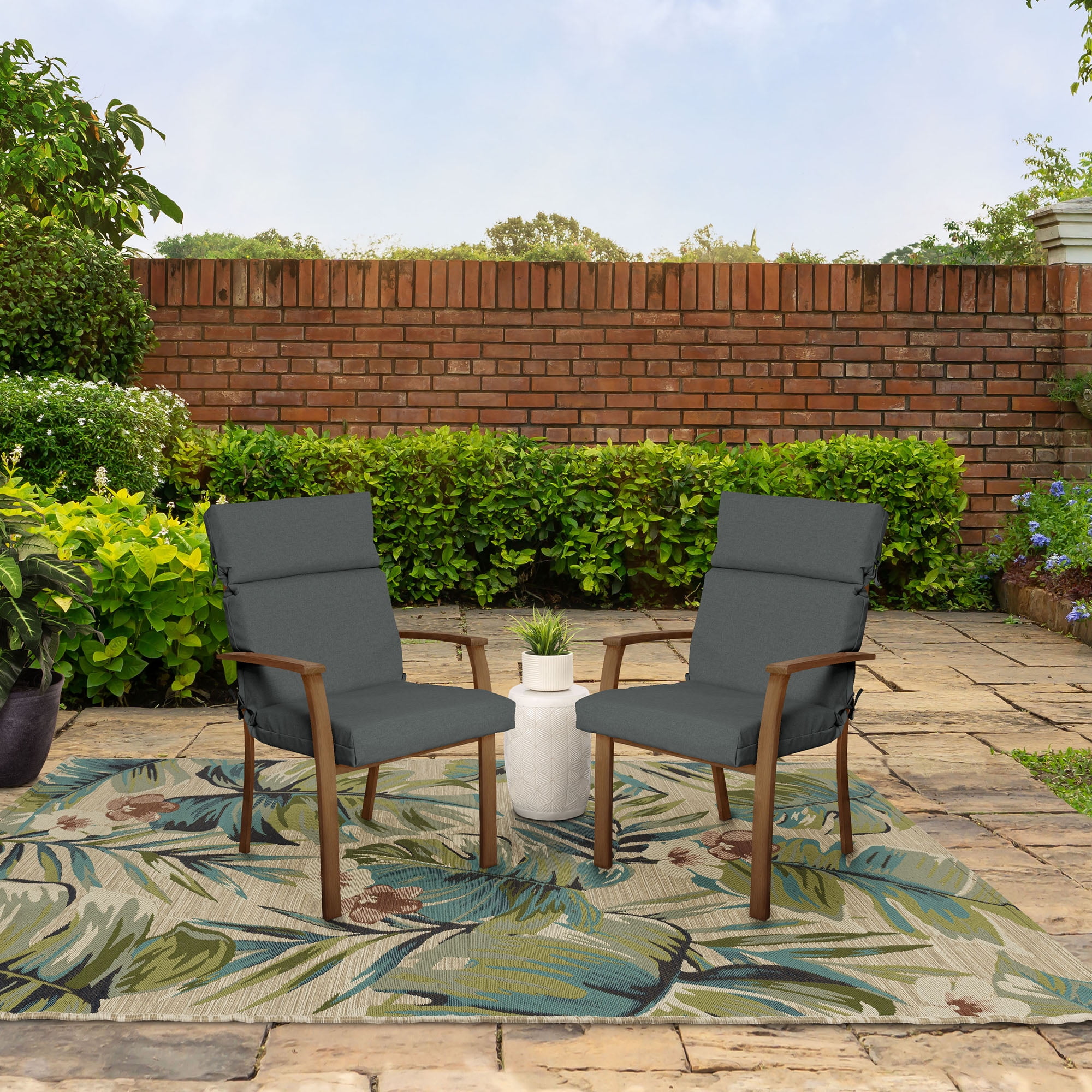 (3 pack) Better Homes & Gardens 44" L x 21" W Gray 1 Piece Rectangle Outdoor Chair Cushion