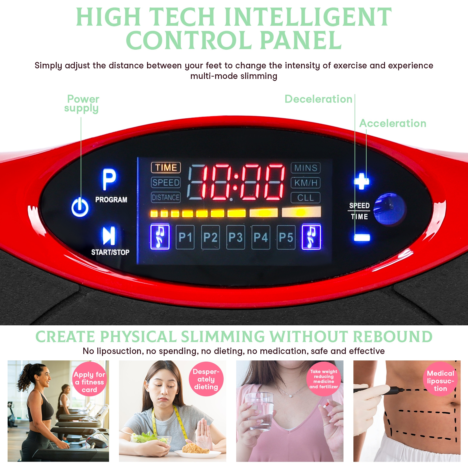 Thehsnt Whole Body Vibration Plate Machine w/ Resistance Bands - Home Gym for Weight Loss, Toning & Body Shaping