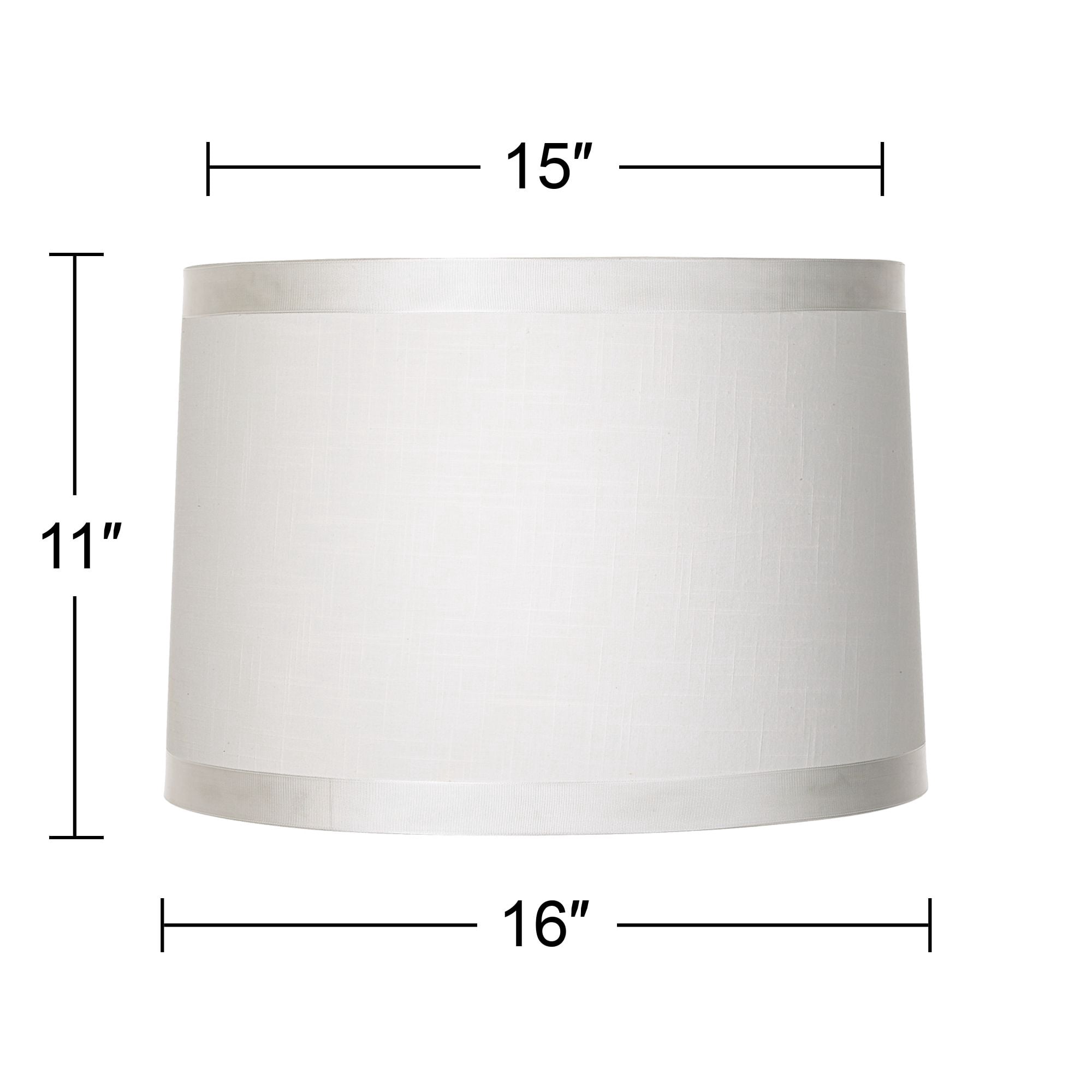 Springcrest Set of 2 Off-White Fabric Medium Drum Lamp Shades 15" Top x 16" Bottom x 11" High (Spider) Replacement with Harp and Finial