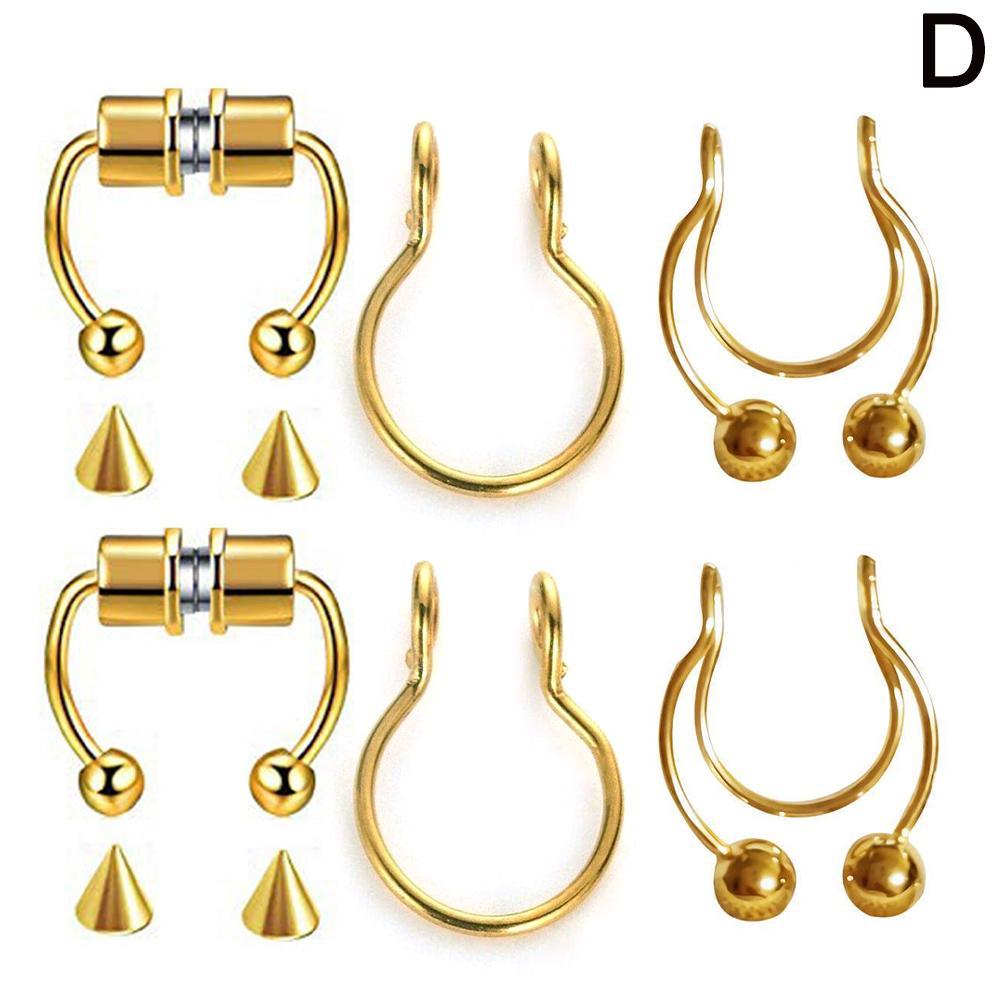 6pcs Magnetic Septum Fakes Nose Ear Rings Steel Non-Piercing Gifts R7Y8 - image 5 of 9