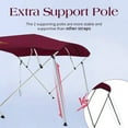 thumbnail image 3 of KING BIRD 4 Bow Boat Bimini Top Cover Boat Canopy Sun Shade Waterproof 1 Inch Stainless Aluminum Frame 54" Height with Rear Support Poles and Storage Boot （Burgundy,85"-90"）, 3 of 7