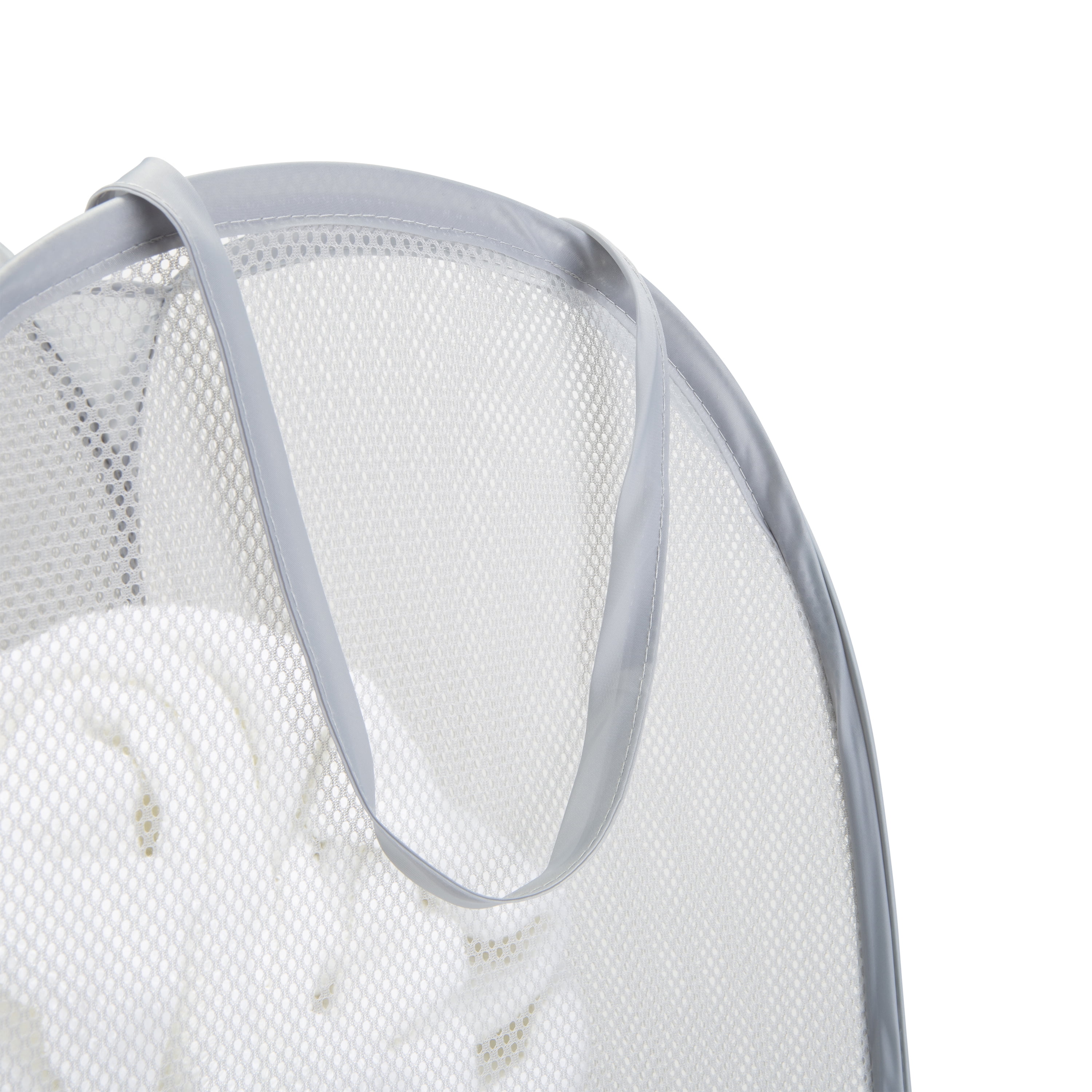 Mainstays Pop-Up Mesh Laundry Basket, White