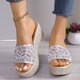 thumbnail image 2 of Bmisegm Ladies Fashion Thick Bottom Slope Heel Slippers Women Fish Mouth Mesh One Word Sandals Slippers Sandals Women Summer Silver 8.5, 2 of 5