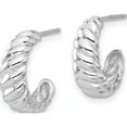 thumbnail image 2 of Sterling Silver Rhodium-Plated Scalloped Post Hoop Earrings (Width 14) (Length 15.25) - Jbsp, 2 of 5