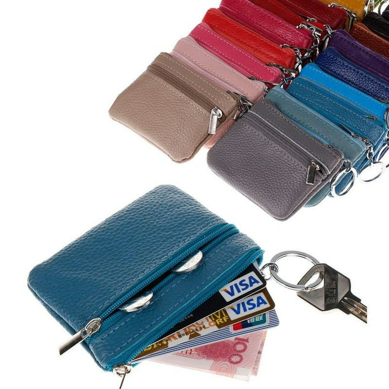 Contacts Womens Kiss Lock Wallet Leather Kiss Clasp Coin Purse Small Card Holder Bifold RFID Wallet for Women (Blue)