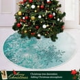 thumbnail image 6 of 35.4" Lovely Christmas Tree Skirt, Small Mini Tree Skirt Ornament with Christmas Santa Claus Elk Moon House for Party Holiday Home Christmas Decorations (Teal Snowflakes), 6 of 12