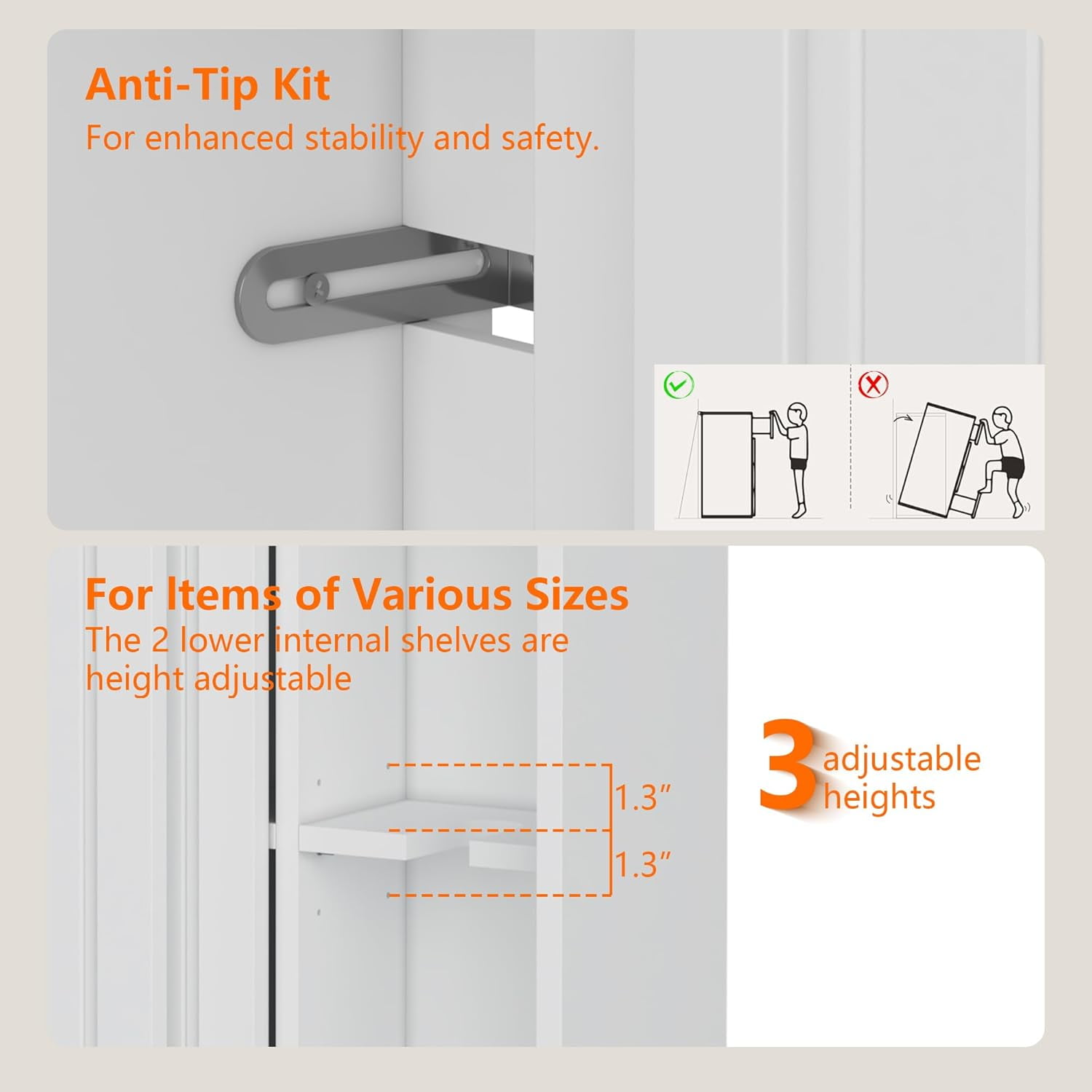 KZElegy Bathroom Cabinets Freestanding  Bathroom Storage Cabinets,Toilet Cabinets for Bathroom with Sliding Door and Toilet Paper Holder,Anti-Tilt Design,White,23in