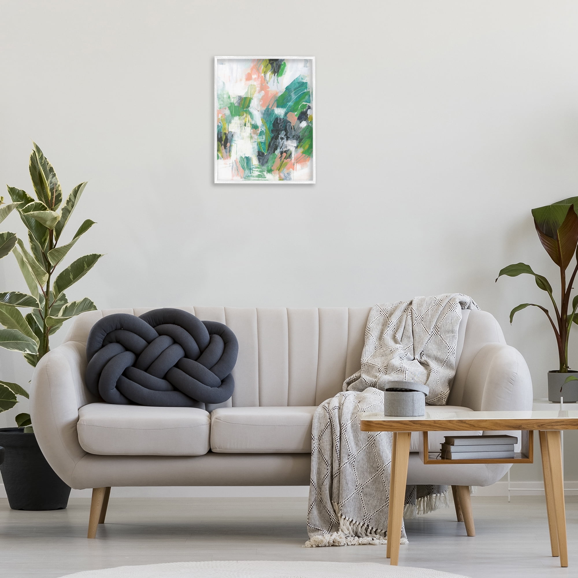 Stupell Industries Chaotic Green Paint Strokes Abstract Painting White Framed Art Print Wall Art, 16 x 20
