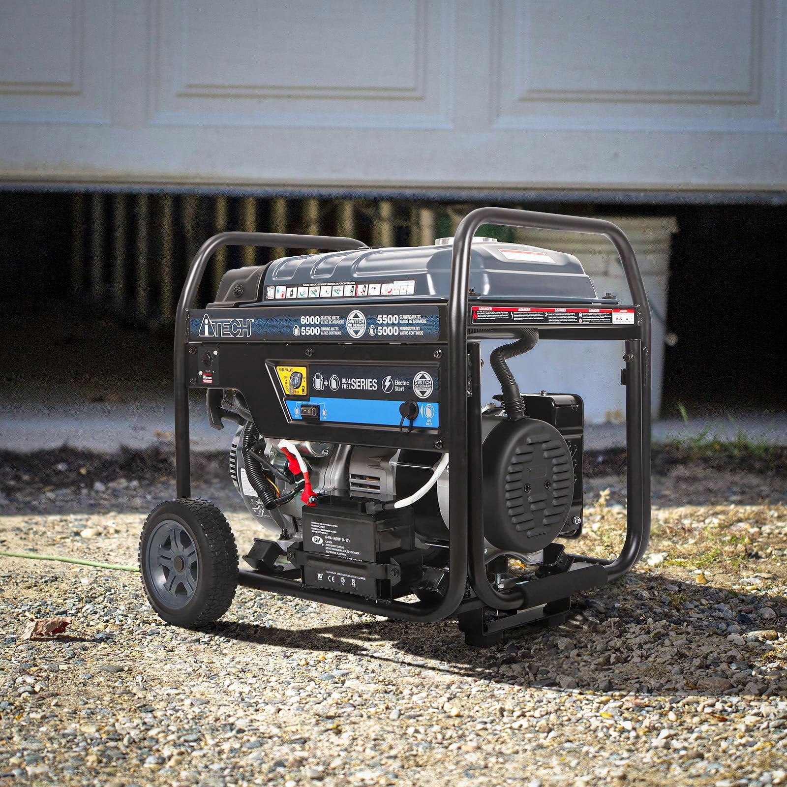 A-iTech 6000 Watt Electric Start Gas & Propane Powered Portable Generator with CO Sensor