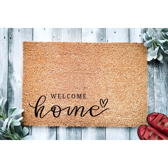 Welcome Home Door Mat | Heart Cute Rustic Doormat | Spring Decor | Housewarming Gift | Front Door Mat | Closing Gift From Realtor