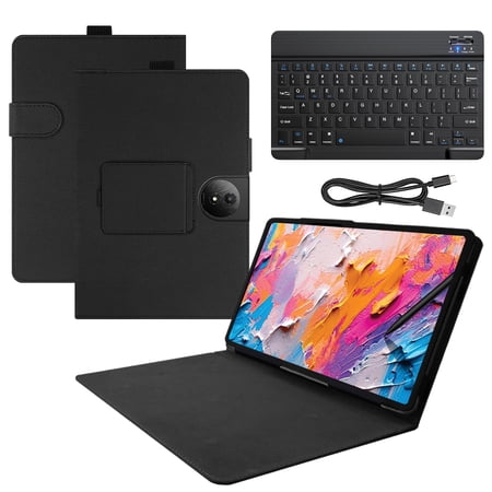 【RUIXH】for TCL NXTPAPER 11 Plus 11.5 Inch Tablet Keyboard Case TCL Android 15 Tablet Case PU leather Drop-proof Built-in stand Pen slot Detachable Bluetooth Keyboard case Slim and Portable (black)