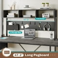 thumbnail image 7 of L-Shaped Desk with Hutch & Pegboard, Corner Gaming Desk with LED Lights & Charging Station for Bedroom, Dark Gray, 7 of 7