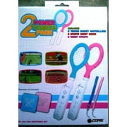 2 Power Tennis Pack For Use With NINTENDO Wii - 1 Pink & 1 Blue Racket, 2 Wrist Bands, 2 Wrist Straps