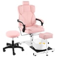 thumbnail image 5 of Pedicure Station No Plumbing, Hydraulic Lift Pedicure Chairs with Stool & Bubble Massage Foot Bath, 360 Swivel Pedicure Chair, Height Adjustable Pedicure Unit Station-Pink, 5 of 9