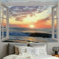thumbnail image 2 of BCIIG  3D Ocean Tapestry Wall Hanging Sun Sunset Sea Beach Landscape Tapestry Window Tapestries for Bedroom Living Room Home Decor, 2 of 6