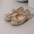 thumbnail image 2 of Quealent Girls Dress Shoes Mary Jane Wedding Party Shoes Glitter Bridesmaids Princess Heels Gold for Size 2.5, 2 of 9