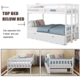 thumbnail image 3 of ARCTICSCORPION Twin-over-Full Trundle Bunk Bed with Ladder, Solid Wood, White, 3 of 7