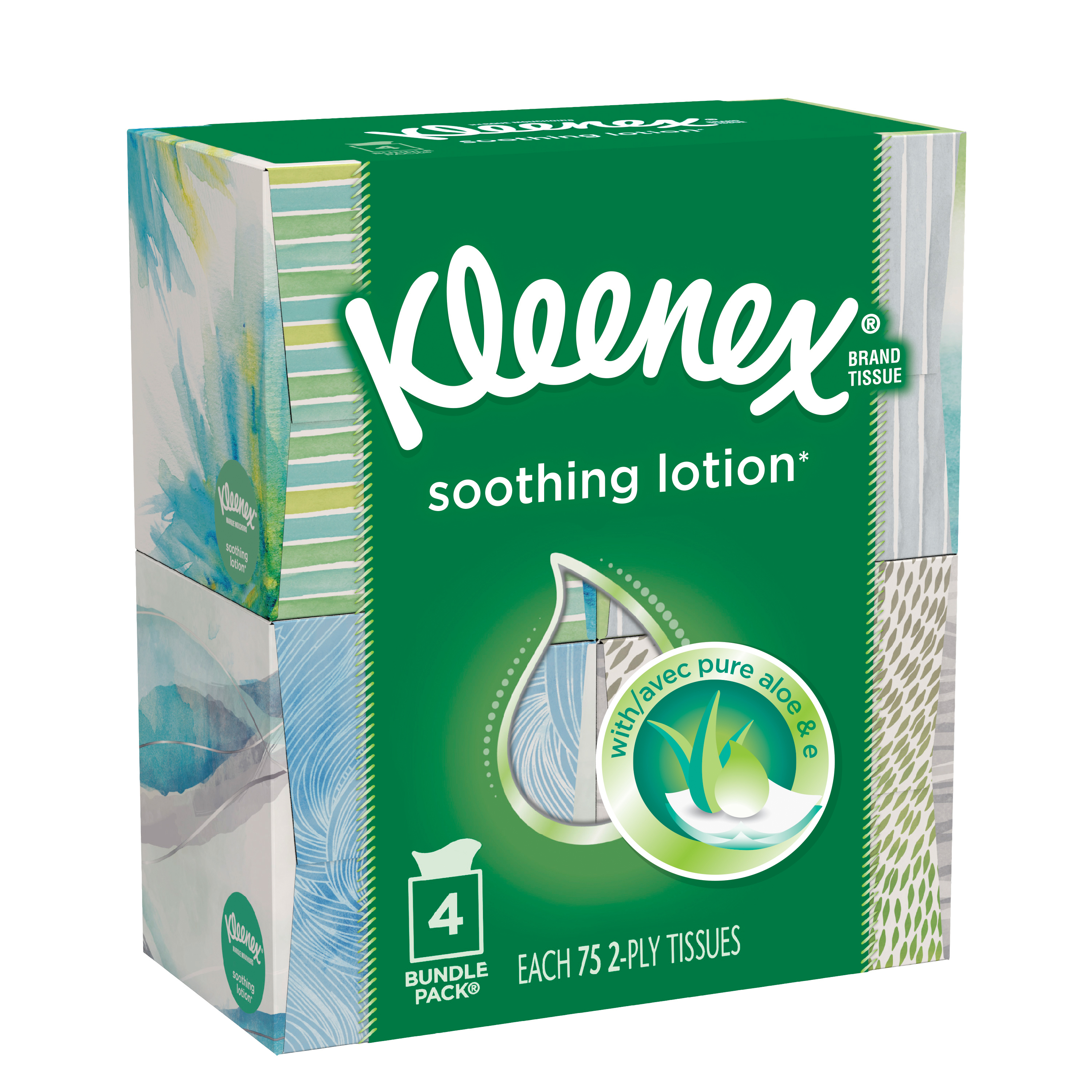 Kleenex Soothing Lotion Facial Tissues, 4 Cube Boxes, 75 White Tissues per Box, 3-Ply (300 Total Tissues) - image 4 of 4