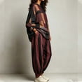 thumbnail image 6 of PNTUTB Fashion Women's Color Block Two Piece Set Crew Neck Long Sleeve Top Harem Pants Loose Casual Comfort Trendy Outfit Sets, 6 of 7