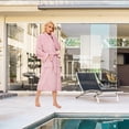thumbnail image 2 of Women's Bathrobe Fleece Spa Robe,100% polyester Shawl Collar Soft Warm Plush Robe, Machine Wahs, Pink, 2 of 9
