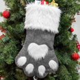 thumbnail image 1 of Christmas Stocking Hanging Stuffed Christmas Boot 3D Dog Paw Pattern Christmas Stocking for Candy Cookies Chocolates Gift Bag Christmas Stocking Fireplace Christmas Tree Decoration, Gray, 1 of 5