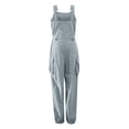 thumbnail image 4 of Innerwin Jumpsuits Sleeveless Women Long Pants Summer With Pockets Solid Color Romper Gray S, 4 of 7
