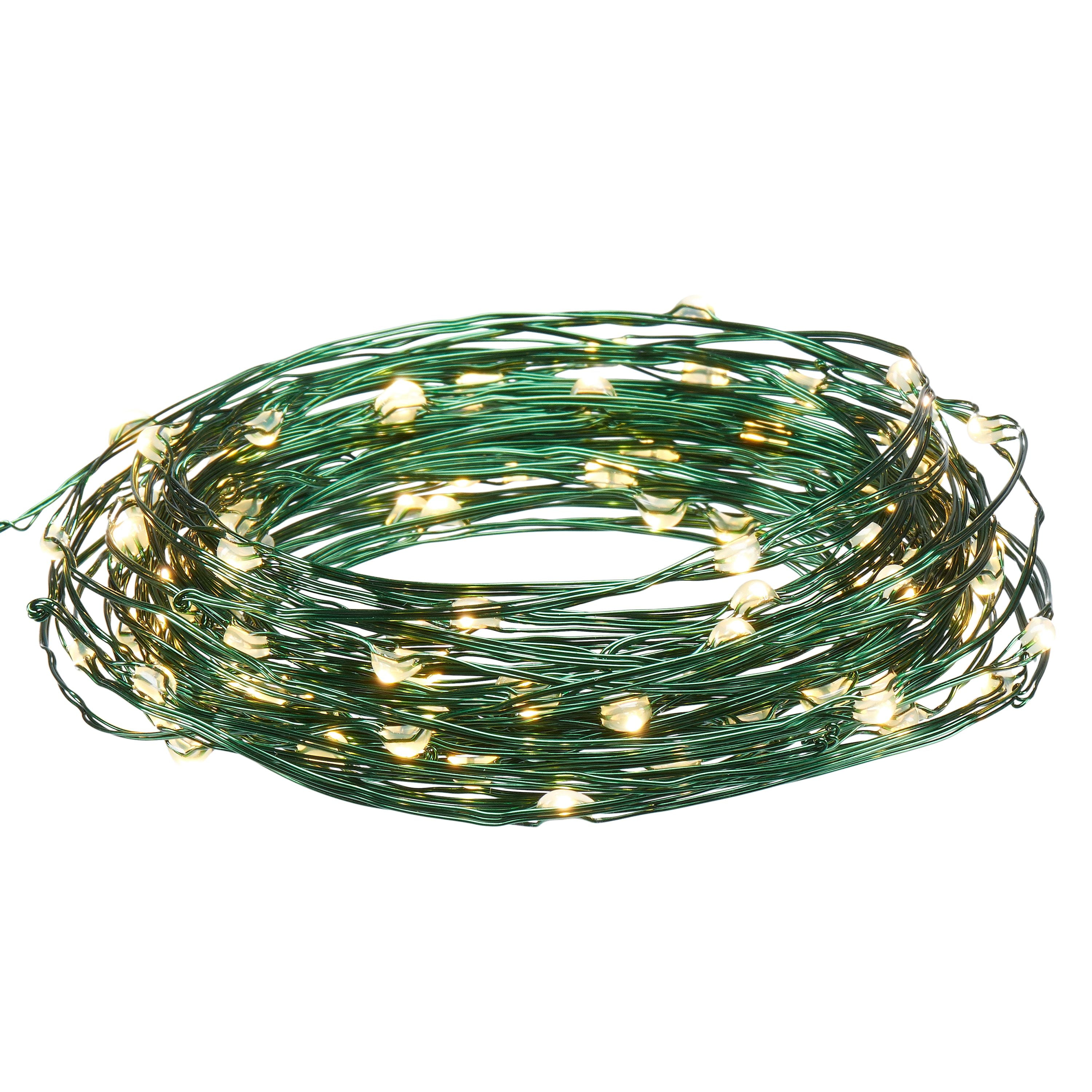 Holiday Time 50 Warm White LED Mini Lights-Christmas-Wedding-NEW-Green Wire 