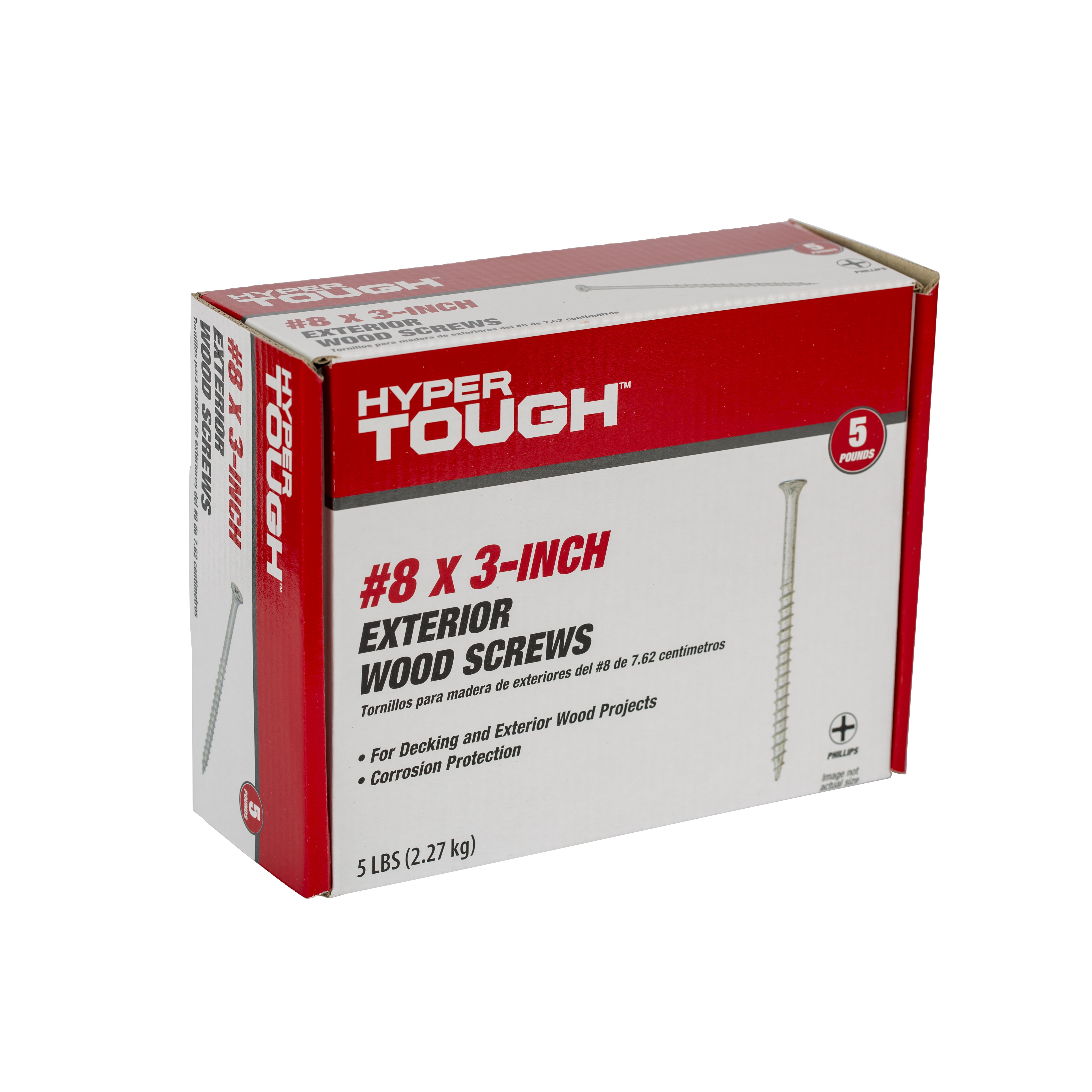 Hyper Tough #8 x 3 in. Phillips Flat Head Exterior Wood Screw, 5 lb Box