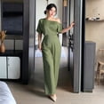 thumbnail image 6 of Women's One Shoulder Wide Leg Jumpsuit Elegant High Waist Dressy Evening Party Outfit, 6 of 7