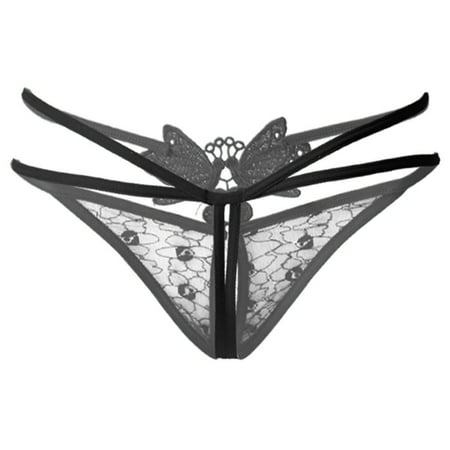 

Hxroolrp Womens Seamless Thongs Underwear Women Butterfly Lace Low Waist Underwear Panties Hollow Lingerie Thongs