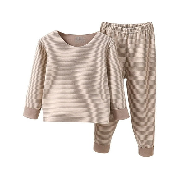 Cethrio Boys Pajama Sets, Long Sleeve Soft Thermal Comfy Kids Sleepwear Brown Size 8