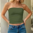 thumbnail image 7 of Sexy Sleeveless Shirts for Women，Women'S Striped Tube Top Strapless Ruched Slim Fit Y2K Crop Bandeau Tops, 7 of 7