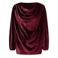 thumbnail image 5 of TTUHYWXI Women's Satin Silky Cowl Neck Drape Ruched Front Long Sleeve Blouse Shirt Top (, S), 5 of 7