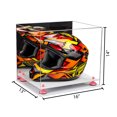 thumbnail image 2 of Acrylic Motorcycle Motocross or Nascar Racing Helmet Display Case with Mirror, Pink Risers and White Base (A024-PNR), 2 of 2