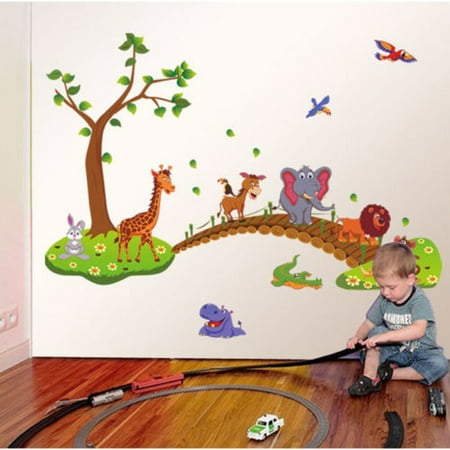 New Cartoon Animals Removable Wall Decal Stickers Kids Baby Nursery Room Decor Wg Canada - Removable Wall Stickers For Baby Room