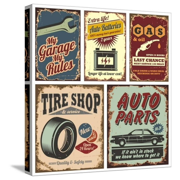 Vintage Car Metal Signs And Posters Transportation Gallery Wrapped Canvas Print Wall Art By Lukeruk Walmart Com Walmart Com
