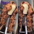 thumbnail image 1 of Peluca de cabello humano ondulado para mujer, postizo de encaje Frontal, color marrón Chocolate, 13x6, 13x4, 30, 32 pulgadas, jengibre, 5x5, 1 of 4