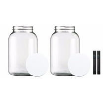 One Gallon Glass Jar with Lid and Dual Scale Thermometer-Set of 2