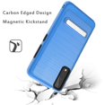 thumbnail image 2 of For Apple iPhone 13 Pro (6.1") Slim Brushed Hybrid Shock-Absorption Armor Edged Carbon Fiber with Metal Kickstand Rugged Texture Cover ,Xpm Phone Case [Blue], 2 of 7