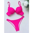 thumbnail image 6 of Elainilye Fashion Swimming Suits for Women Solid Sexy Steel Bracket Solid Bikini Push-Up Padded Swimwear Swimsuit Beachwear Set,Pink, 6 of 9