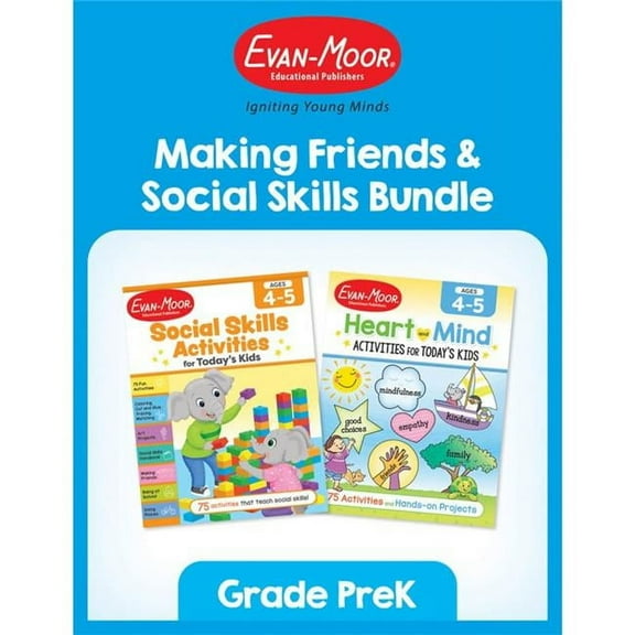 Evan-Moor Making Friends & Social Skills Bundle Grade PreK Workbook 2 Books/Set (EMC6277)